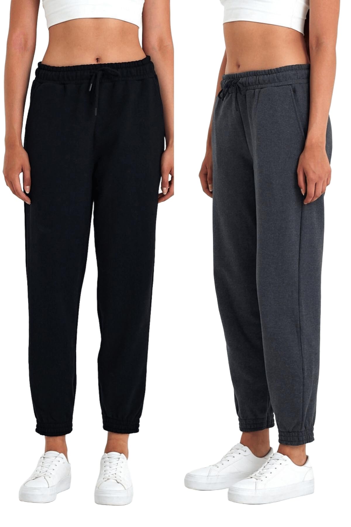 Women's Cotton Comfortable Jogger Sweatpants with Thick Elastic Cuffs and High Waist 67