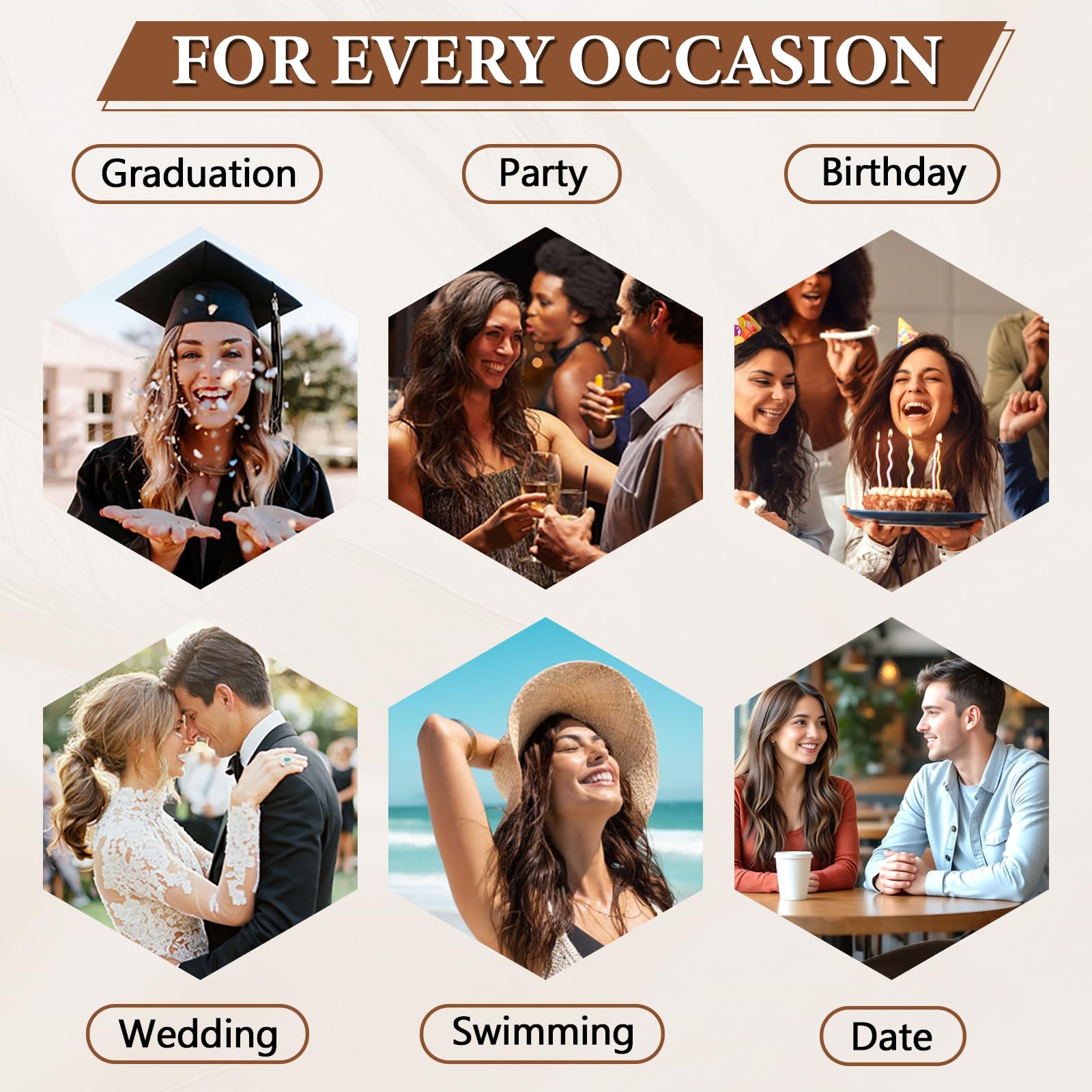 18" Long Straight Highlight Brown Headband Wig, Long Straight Brown Wigs With Anti-Slip Head Band Heat Resistance Synthetic Headband Wigs For Women Daily Party Use