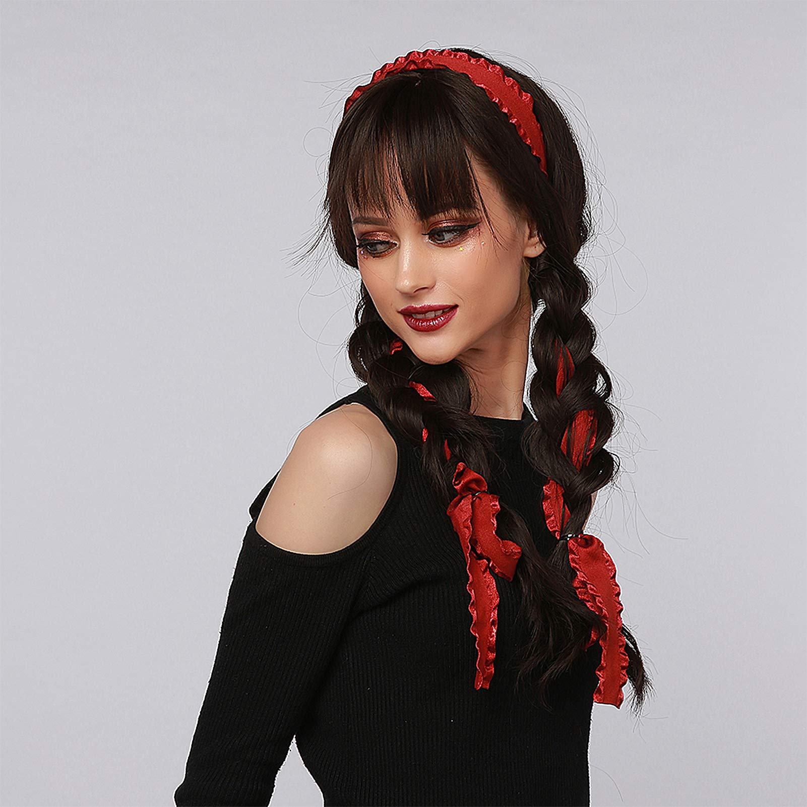 Black Long Curly Wig Fashionable Synthetic Wigs for Women Party Cosplay 26in