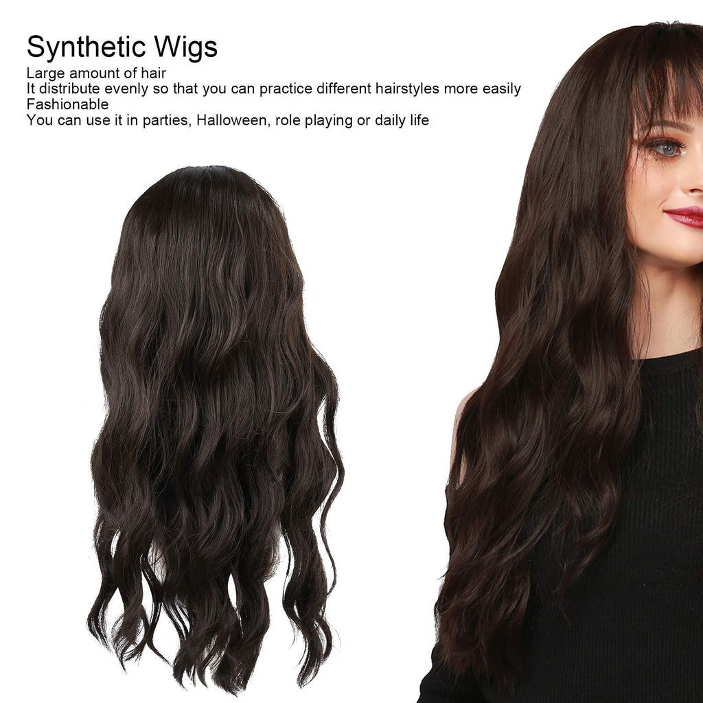 Black Long Curly Wig Fashionable Synthetic Wigs for Women Party Cosplay 26in