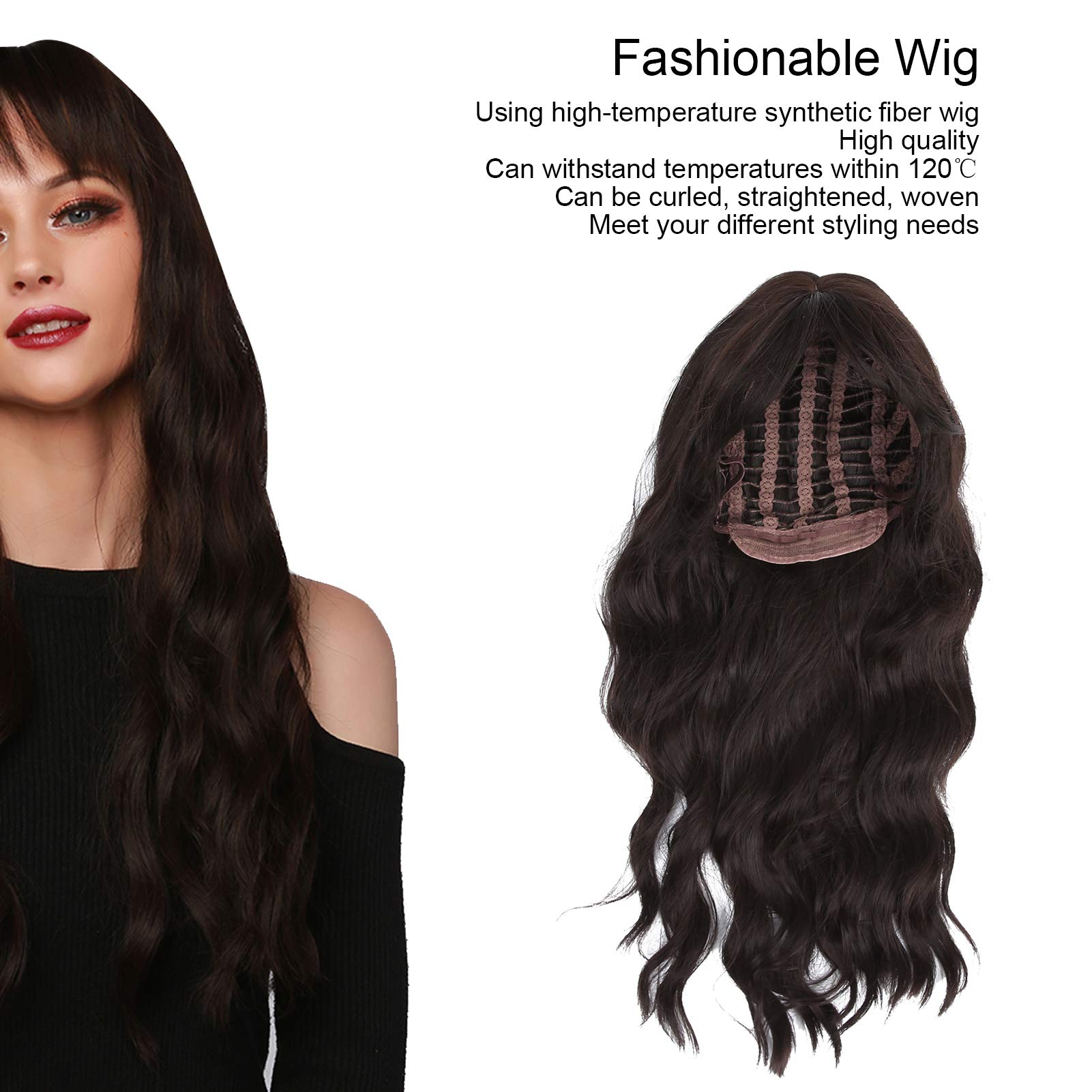 Black Long Curly Wig Fashionable Synthetic Wigs for Women Party Cosplay 26in